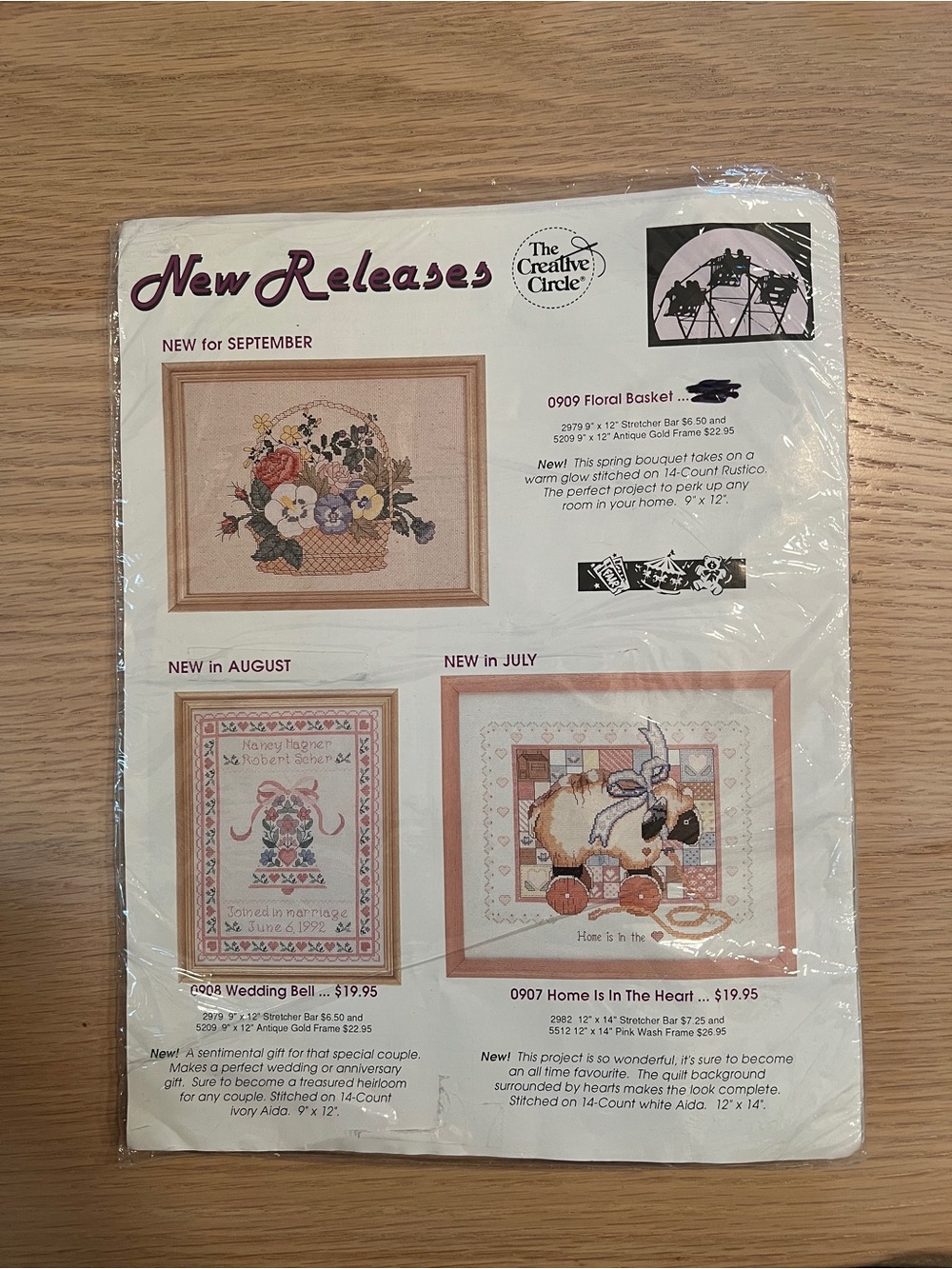 Vintage Cross-stitch kit Floral Basket